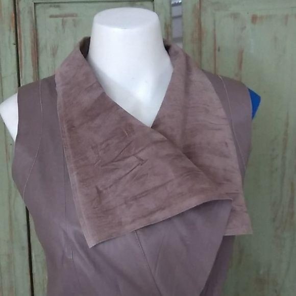 Los Angeles Leather Vest sleeveless Brown NWT - Picture 4 of 8